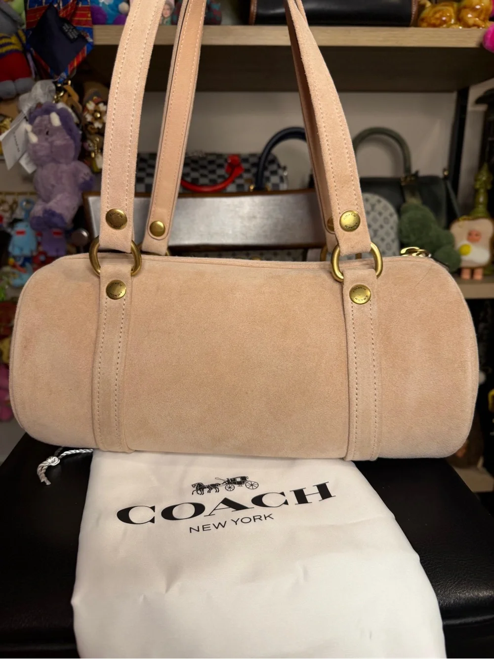 Coach Nuage Pink Suede Barrel Bag - Picture 3 of 6
